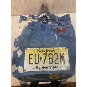 Recycle Revolution Denim License Plate Backpack Handbag